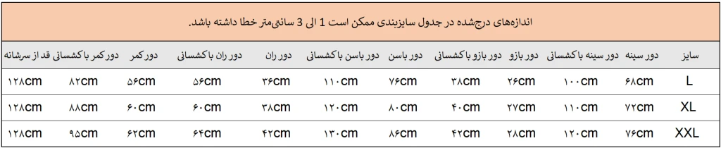 راهنمای سایز اورال